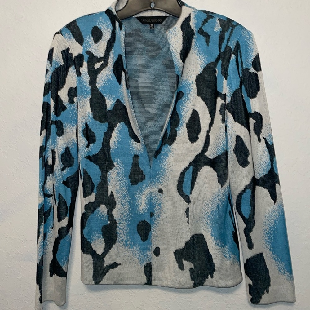 Blue and Black Patterned Women Sweater